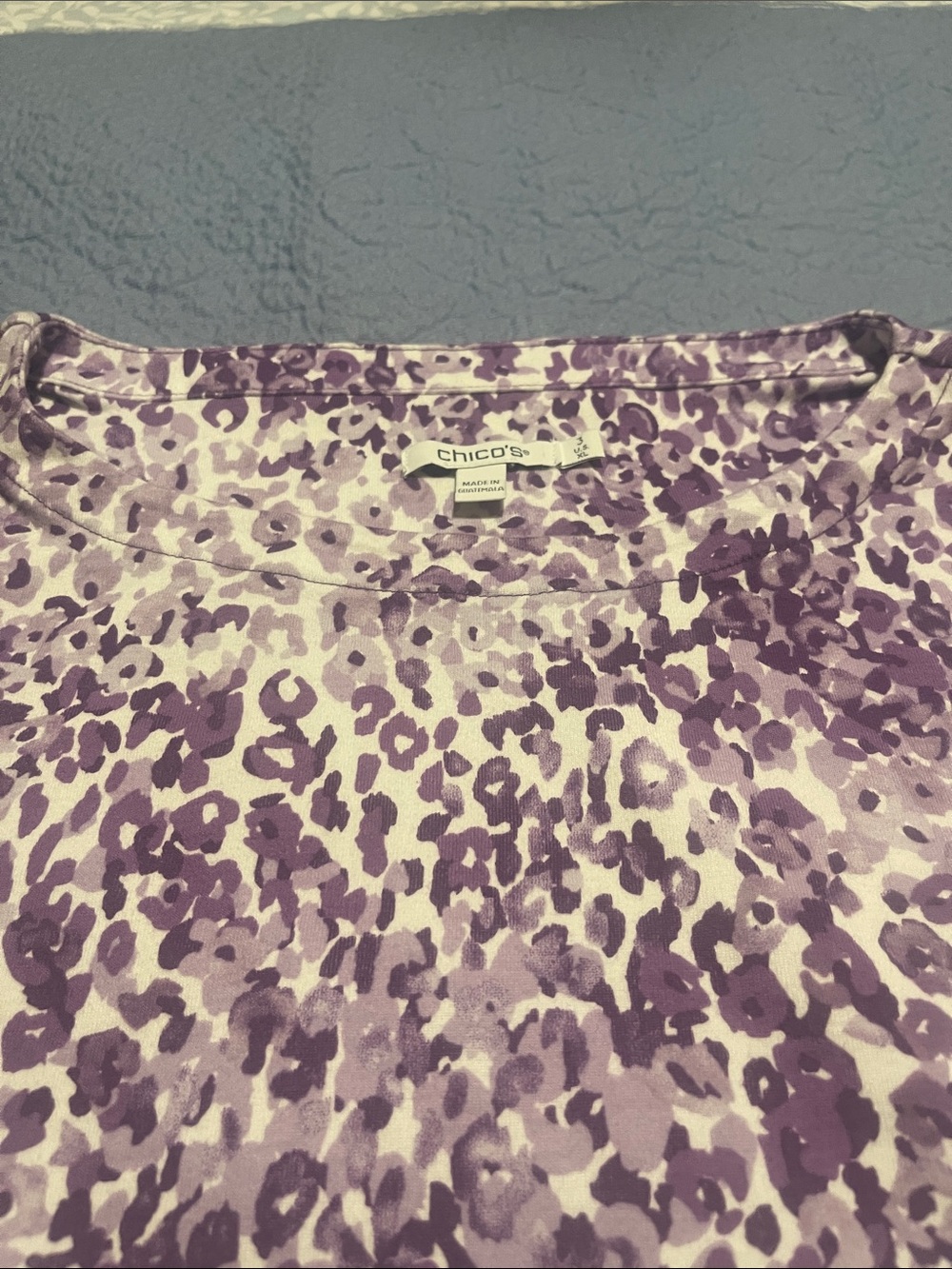 Chico's Lavender and Purple Leopard-Print Short Sleeve Top